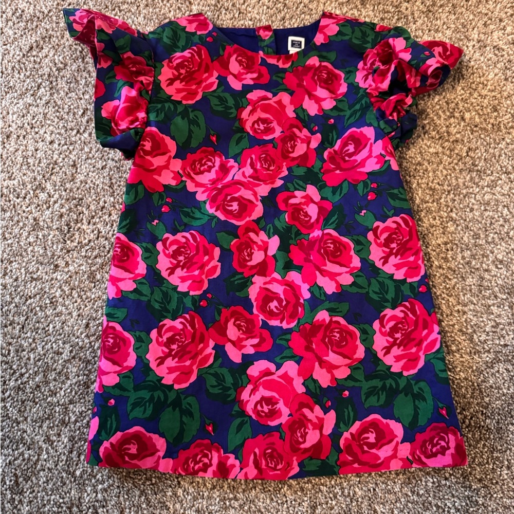 Janie and Jack Navy Dress with Bright Pink Rose Print